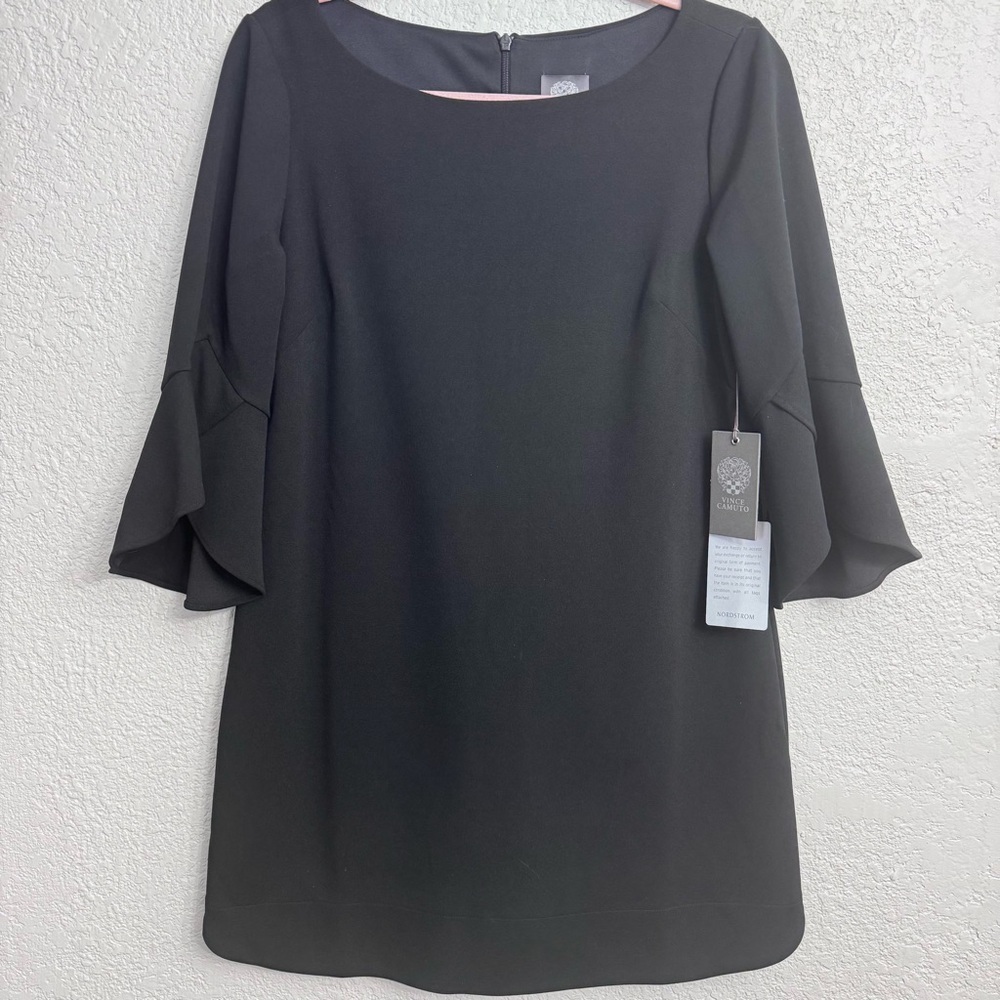 Vince Camuto Black Shift Dress Size 10P | Flutter Sleeve Petite NWT - Picture 2 of 8
